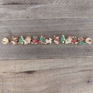 Vintage 1990s Bergdorf Goodman Sliding Charm Christmas Bracelet